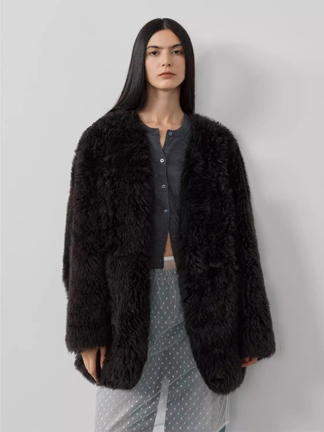 Peach Oolong Tuscan Sheepskin Coat Winter