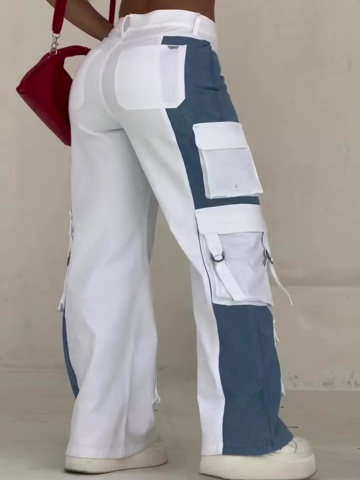 Contrast Pocket Cargo Jeans